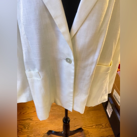 Dumas Vintage Women's Blazer White with One Button From 80's Of 90's Size L - Picture 2 of 9